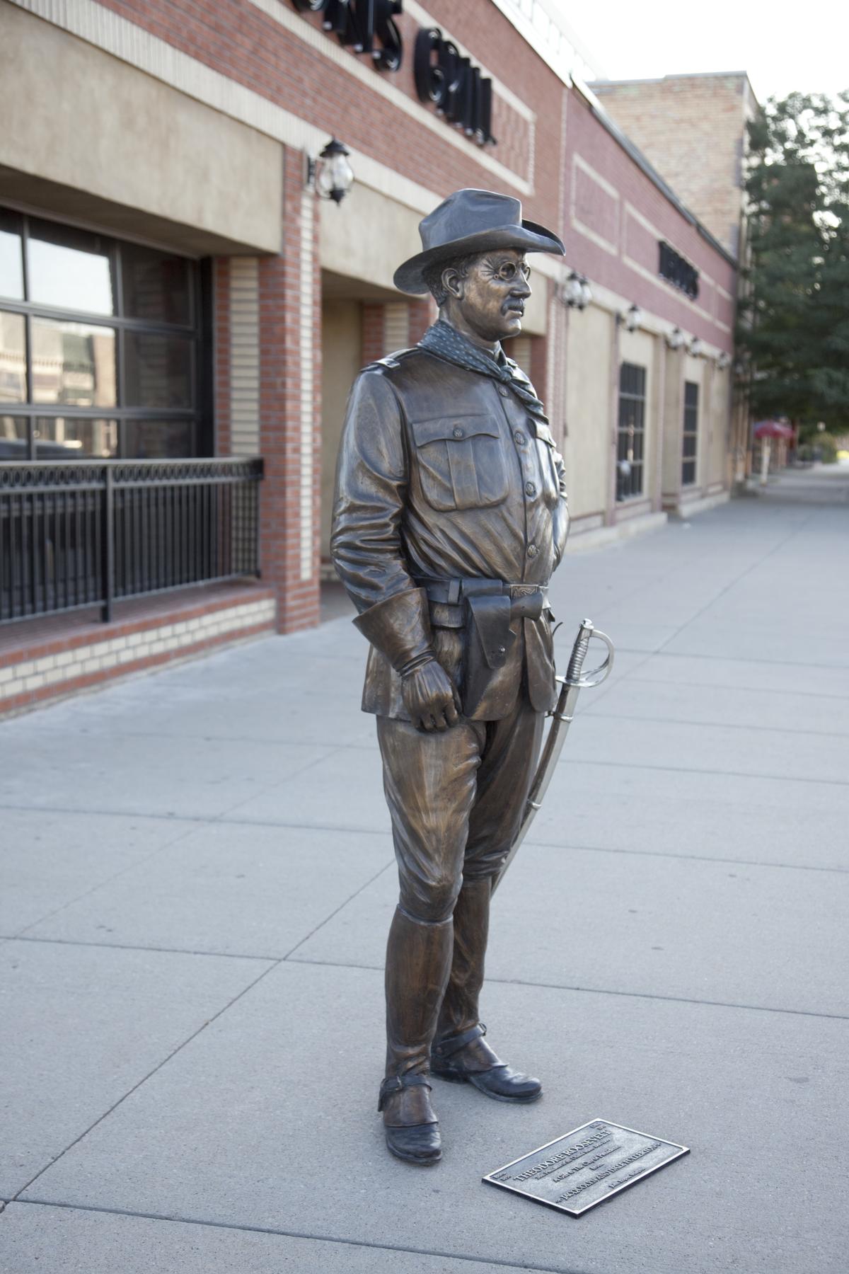 A bronze presidential statue in downtown Rapid City, South Dakota